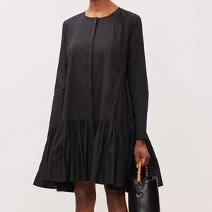 MERLETTE "Martell" EUC Black Cotton Long Sleeve Button Up Tiered Knee Dress M